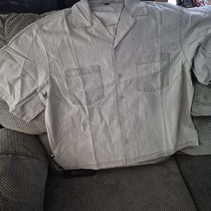 The ANANKE Men's Pinstripe Cotton Button-Up Shirt in Gray is a stylish